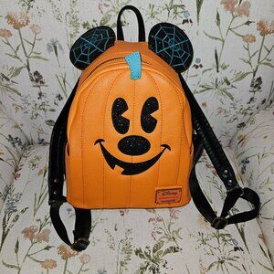 Disney Parks Exclusive Halloween Mickey Mouse Pumpkin Loungefly Backpack